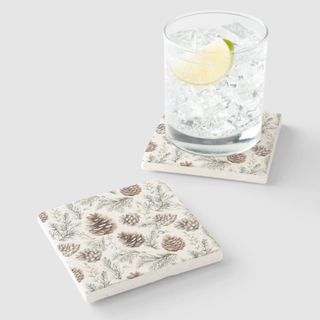 Dessous-de-verre En Pierre Cones de pin de Noël (Côté)