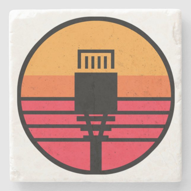 Dessous-de-verre En Pierre Connecteur RJ 45 (Devant)