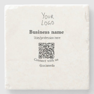 Dessous-de-verre En Pierre Connectez-vous avec nous logo entreprise QR nom de