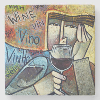 Dessous-de-verre En Pierre Contemporary Cubist Wine Art Marble Coaster