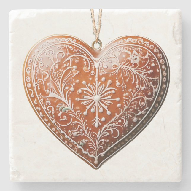 Dessous-de-verre En Pierre Cookie de Noël rustique vacances décorées (Devant)