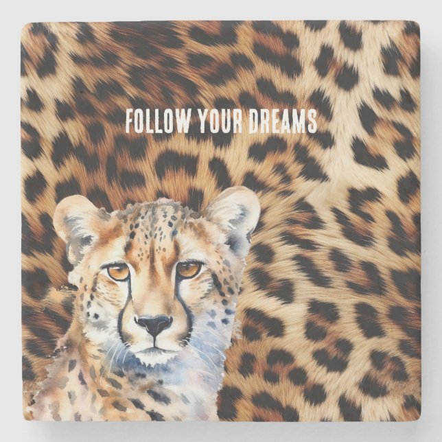 Dessous-de-verre En Pierre Cool Cat Cheetah Empreinte de léopard (Devant)