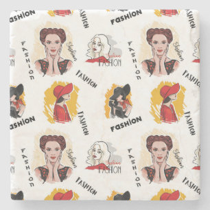 Dessous-de-verre En Pierre Cool Dessin à la main de croquis de mode féminin