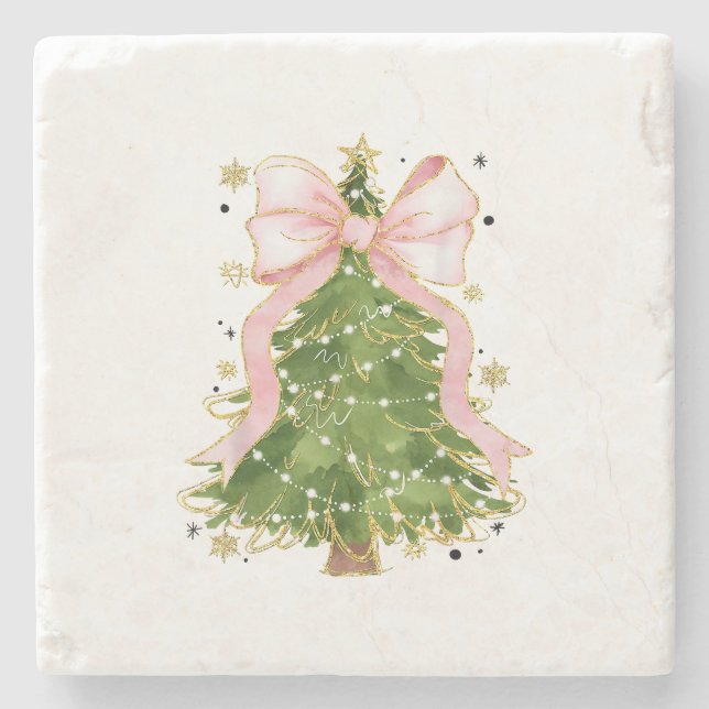 Dessous-de-verre En Pierre Coquette Bow Christmas Tree Vacances Fille tenue W (Devant)