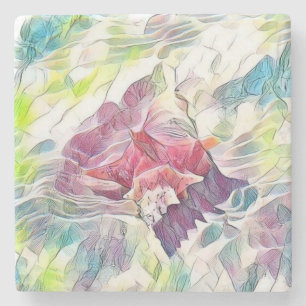Dessous-de-verre En Pierre Coquillage rose dans la peinture d'aquarelle de me