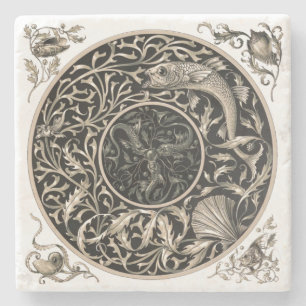 Dessous-de-verre En Pierre Coquillages et poissons Art Nouveau par Anton Sede