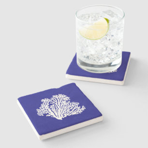 Dessous-de-verre En Pierre Corail De Décoration Côtière Bleu Et Blanc De La M