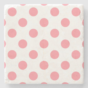 Dessous-de-verre En Pierre Corail et pois blancs