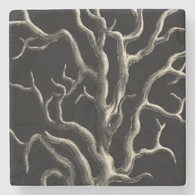 Dessous-de-verre En Pierre Corail noir et tan (Devant)