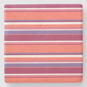 Dessous-de-verre En Pierre Corail vivant, bandes rouge et violet