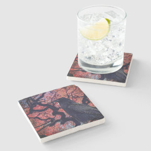 Dessous-de-verre En Pierre Corbeau noir et érable japonais noueux