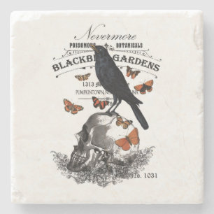 Dessous-de-verre En Pierre corneille et crâne vintage moderne à halloween