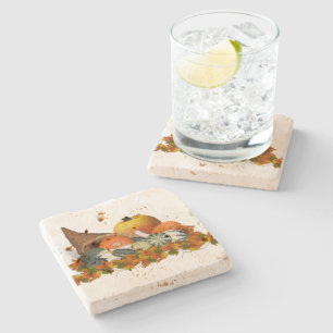 Dessous-de-verre En Pierre Cornucopia avec les ourdes d'automne