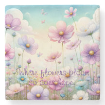 Cosmos Flowers & Quote