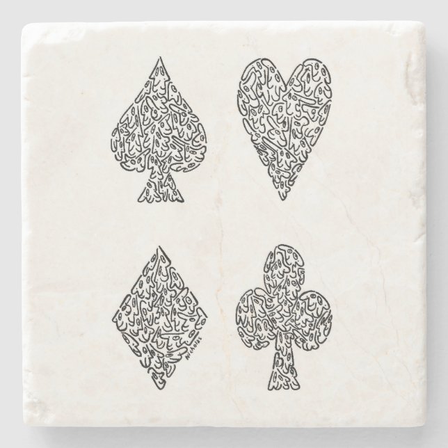 DESSOUS-DE-VERRE EN PIERRE COSTUMES DE CARTE DANS LE NOIR (Devant)