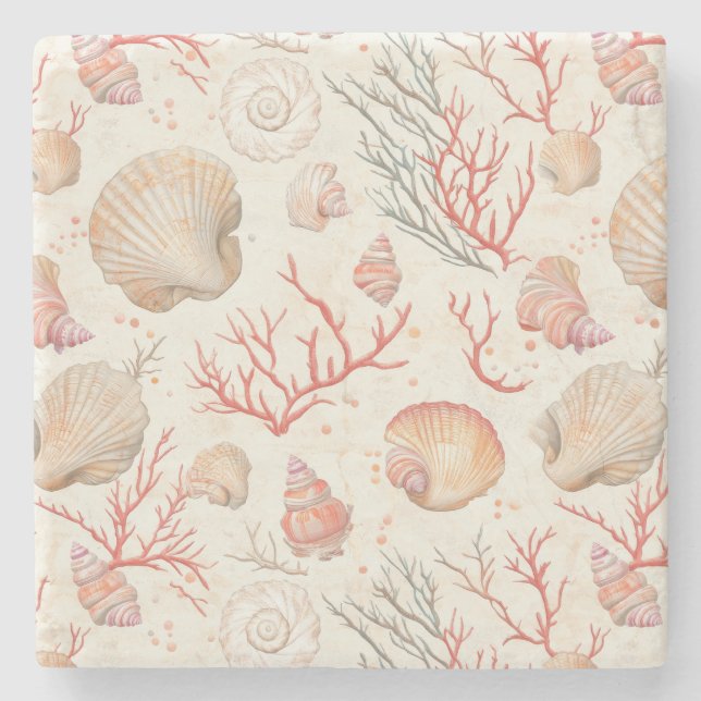 Dessous-de-verre En Pierre Côtière rustique - Coquillages, Starfish, Reef (16 (Devant)