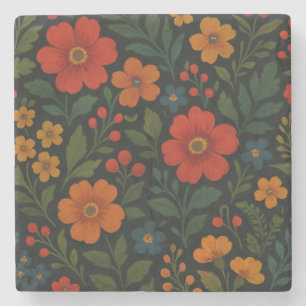 Dessous-de-verre En Pierre Cottagecore foncé rustique ferme Vintage Floral