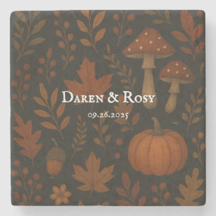 Dessous-de-verre En Pierre Cottagecore foncé Rustique Mariage de ferme