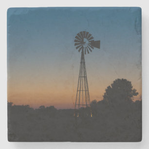 Dessous-de-verre En Pierre Coucher de soleil de moulin à vent Ozark