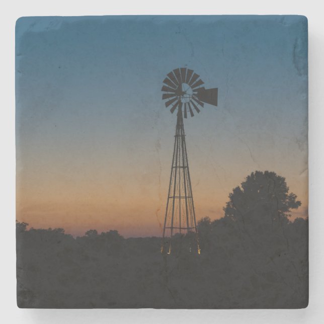 Dessous-de-verre En Pierre Coucher de soleil de moulin à vent Ozark (Devant)
