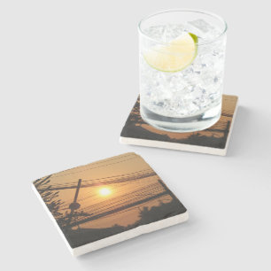 Dessous-de-verre En Pierre Coucher de soleil filaire ... Krung Thep, Thaïland