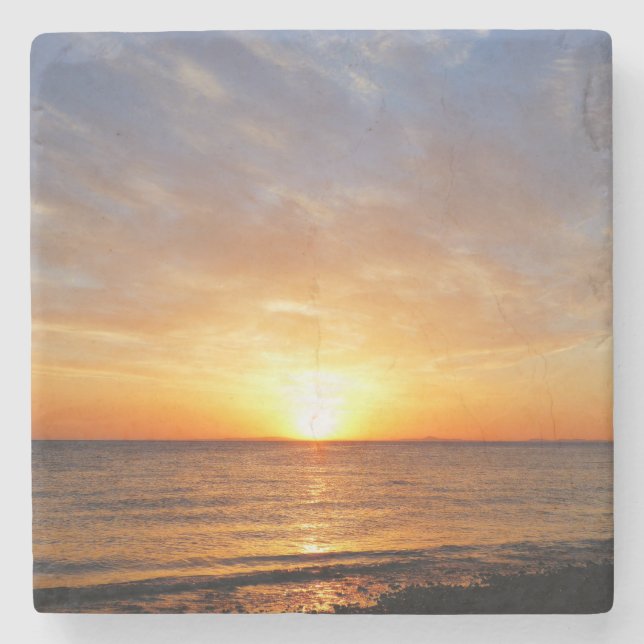 DESSOUS-DE-VERRE EN PIERRE COUCHER DE SOLEIL SUR LA MER (Devant)