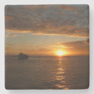 Dessous-de-verre En Pierre Coucher de soleil sur la mer II