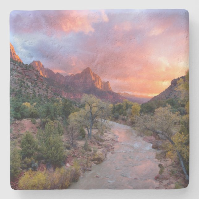 Dessous-de-verre En Pierre Coucher de soleil sur le gardien (Devant)