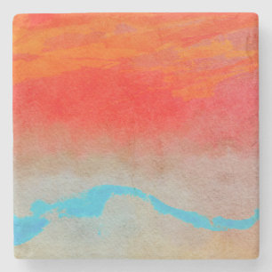 Dessous-de-verre En Pierre Coucher de soleil sur l'océan Abstrait
