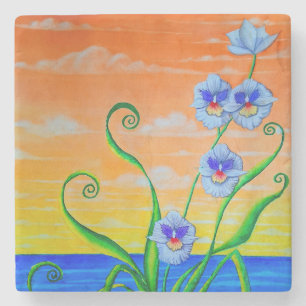 Dessous-de-verre En Pierre Coucher de soleil sur l'orchidée