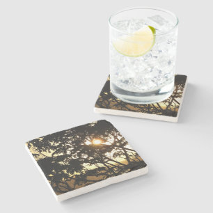 Dessous-de-verre En Pierre Coucher du soleil à travers les arbres I Photograp