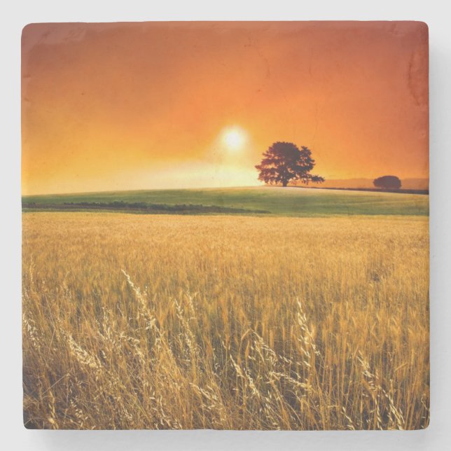 Dessous-de-verre En Pierre Coucher du soleil rouge sang (Devant)