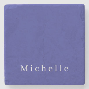 Dessous-de-verre En Pierre Couleur Bleue Profonde Moderne Minimaliste de Nom 