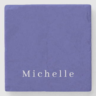 Dessous-de-verre En Pierre Couleur Bleue Profonde Moderne Minimaliste de Nom 