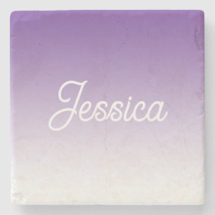 Dessous-de-verre En Pierre Couleur ombrée violette (modifiable) et votre text