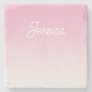 Dessous-de-verre En Pierre Couleur rose pâle ombrée (modifiable) et votre tex