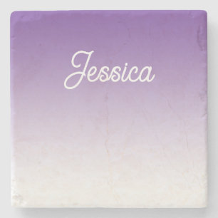 Dessous-de-verre En Pierre Couleur violette ombrée (modifiable) et votre text