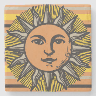 Dessous-de-verre En Pierre Coupe de bois Vintage face au soleil