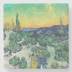 Dessous-de-verre En Pierre Couple romantique de Van Gogh se promenant sous la