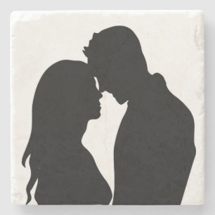 DESSOUS-DE-VERRE EN PIERRE COUPLE ROMANTIQUE SILHOUETTE