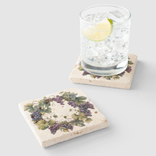 Dessous-de-verre En Pierre Couronne de Raisins Dessous de Verre en Pierre