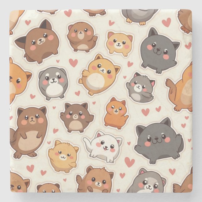 Dessous-de-verre En Pierre Coussin de l'amour du chiot (Devant)