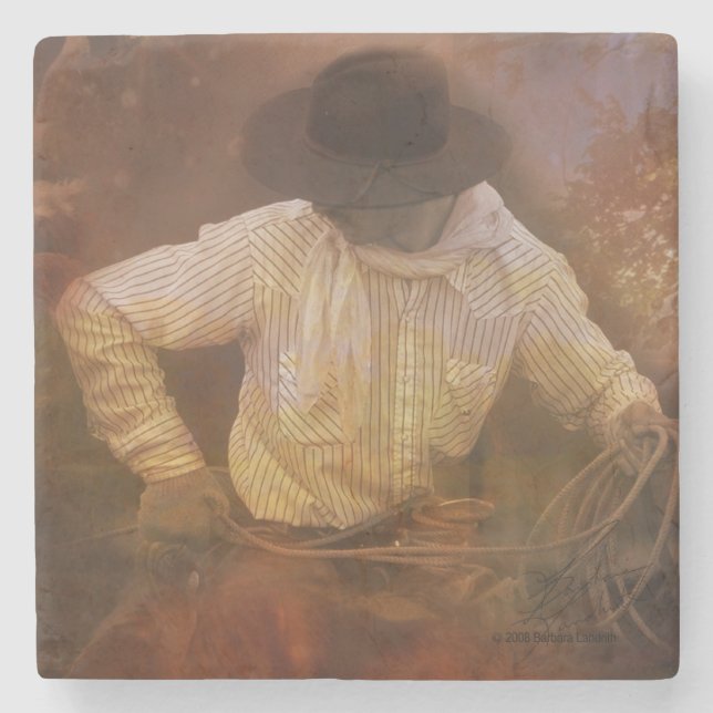 Dessous-de-verre En Pierre Cowboys - bottes, chevaux sauvages et couchers du (Devant)