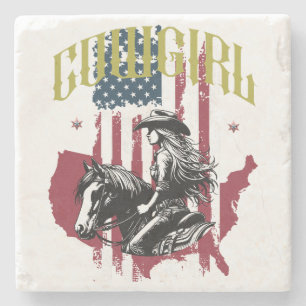 DESSOUS-DE-VERRE EN PIERRE COWGIRL USA