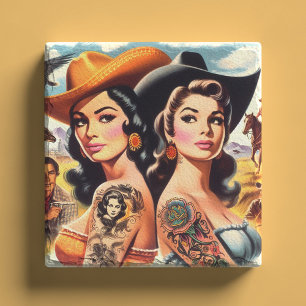 Dessous-de-verre En Pierre Cowgirls Tatouées Vintage