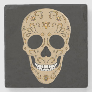 Dessous-de-verre En Pierre Crâne en sucre floral Dia de los Muertos