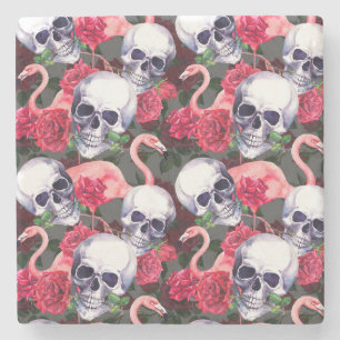 Dessous-de-verre En Pierre Crâne floral, motif flamand sans soudure.