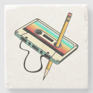 Dessous-de-verre En Pierre Crayon de ruban de cassette des années 80 Lancer r