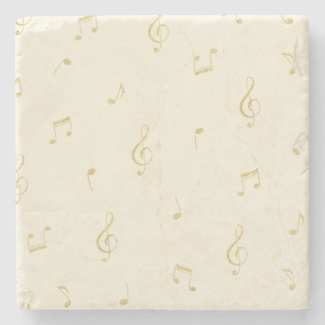 Dessous-de-verre En Pierre Cream Gold Music Notes   (Devant)