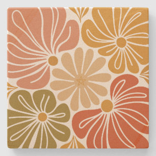 Dessous-de-verre En Pierre Créez vos propres fleurs de gerbera rétro groovy